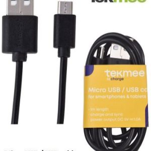 CAVETTO USB MICRO PER ANDROID NERO 1pz 1mt TEKMEE