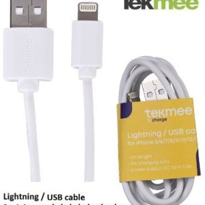 CAVETTO USB PER APPLE BIANCO 1pz 1mt - PER IPHONE 5/6/7/8/x/11/12/13 - TEKMEE